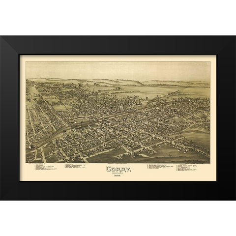 Corry Pennsylvania - Moyer 1895 Black Modern Wood Framed Art Print by Moyer