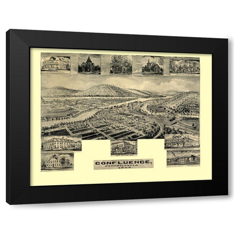 Confluence Pennsylvania -1905 Black Modern Wood Framed Art Print with Double Matting by Unknown