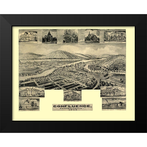 Confluence Pennsylvania -1905 Black Modern Wood Framed Art Print by Unknown