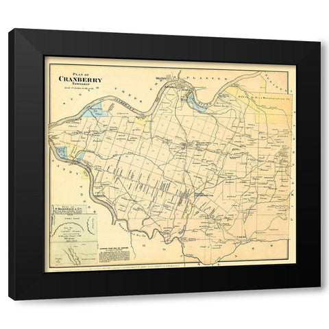 Cranberry Pennsylvania Landowner - Beers 1885 Black Modern Wood Framed Art Print by Beers