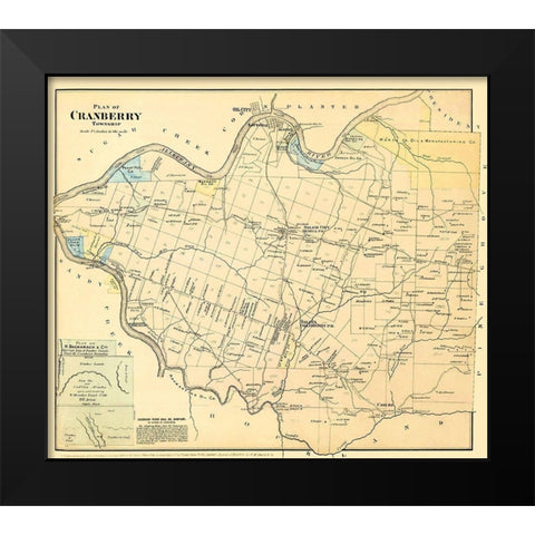 Cranberry Pennsylvania Landowner - Beers 1885 Black Modern Wood Framed Art Print by Beers
