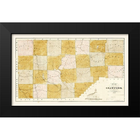 Crawford County Pennsylvania - Spafford 1839 Black Modern Wood Framed Art Print by Spafford