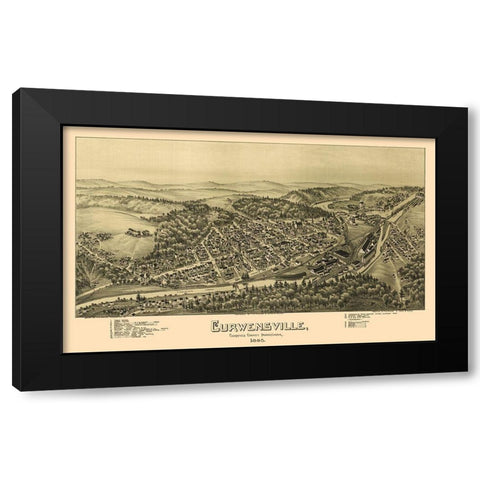 Curwensville Pennsylvania - Moyer 1895 Black Modern Wood Framed Art Print with Double Matting by Moyer