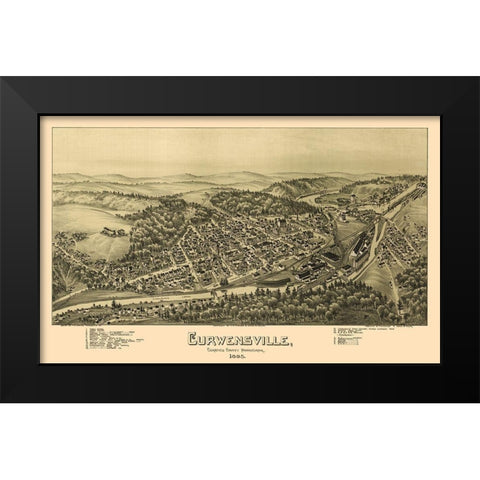 Curwensville Pennsylvania - Moyer 1895 Black Modern Wood Framed Art Print by Moyer