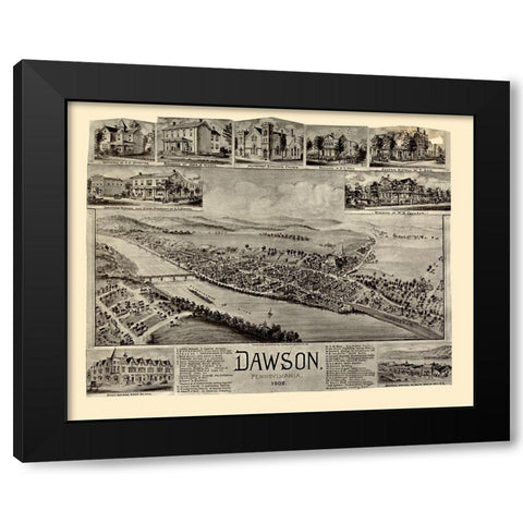 Dawson Pennsylvania - Fowler 1902 Black Modern Wood Framed Art Print with Double Matting by Fowler