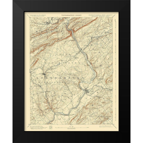 Delaware Watergap Pennsylvania New Jersey Sheet Black Modern Wood Framed Art Print by USGS