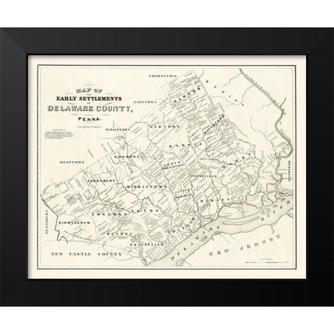 Delaware County Pennsylvania - Bowen 1790 Black Modern Wood Framed Art Print by Bowen