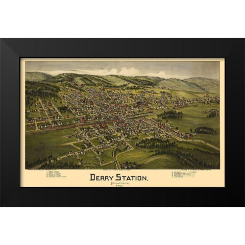 Derry Pennsylvania - Moyer 1900 Black Modern Wood Framed Art Print by Moyer