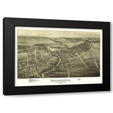 Downington Pennsylvania - Fowler 1893 Black Modern Wood Framed Art Print by Fowler