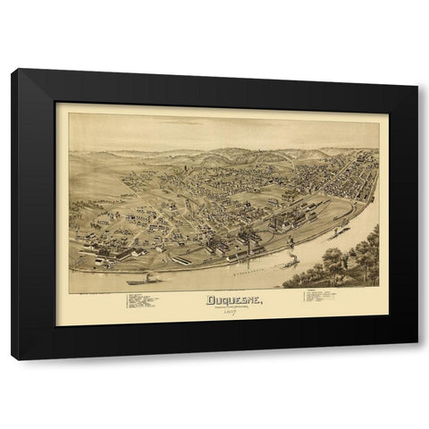 Duquesne Pennsylvania - Fowler 1897 Black Modern Wood Framed Art Print with Double Matting by Fowler