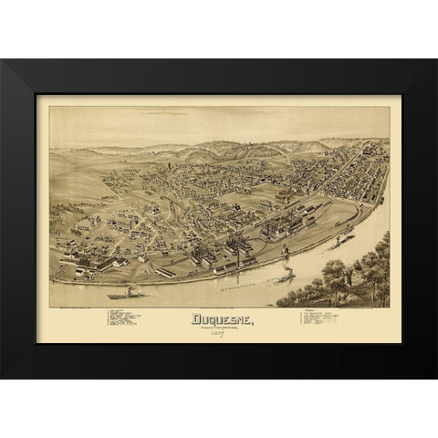 Duquesne Pennsylvania - Fowler 1897 Black Modern Wood Framed Art Print by Fowler