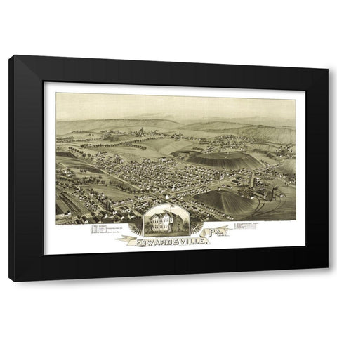 Edwardsville Pennsylvania - Fowler 1892 Black Modern Wood Framed Art Print with Double Matting by Fowler