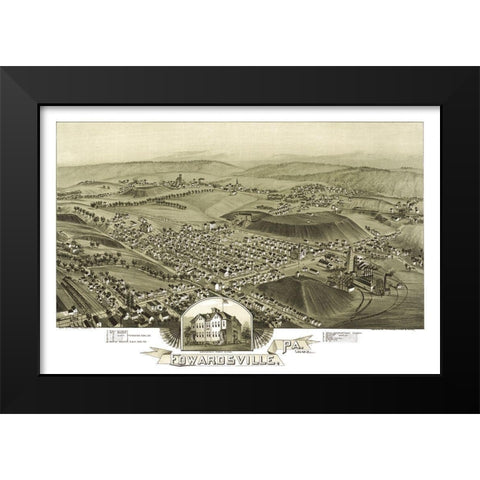 Edwardsville Pennsylvania - Fowler 1892 Black Modern Wood Framed Art Print by Fowler