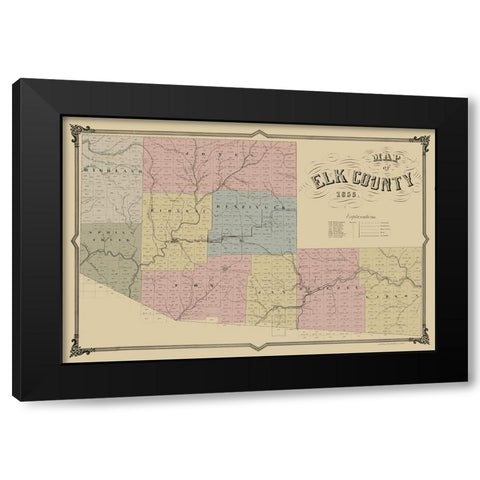 Elk County Pennsylvania - Philed 1855 Black Modern Wood Framed Art Print with Double Matting by Philed