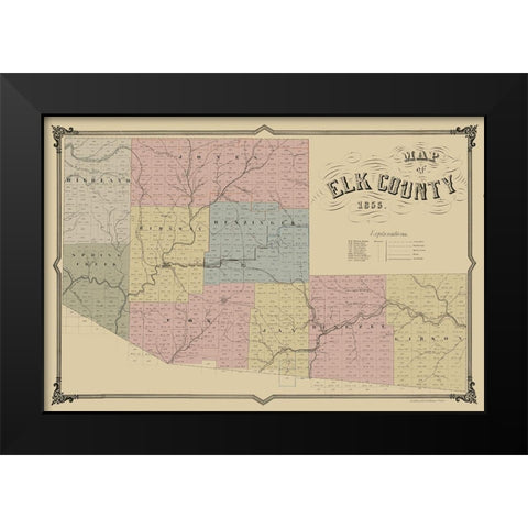 Elk County Pennsylvania - Philed 1855 Black Modern Wood Framed Art Print by Philed