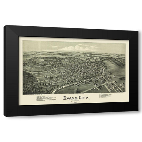Evans City Pennsylvania - Fowler 1900 Black Modern Wood Framed Art Print by Fowler