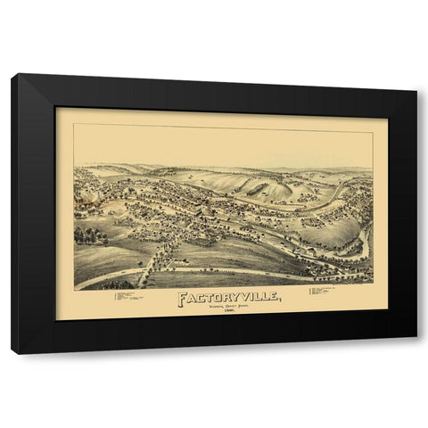 Factoryville Pennsylvania - Fowler 1891 Black Modern Wood Framed Art Print by Fowler