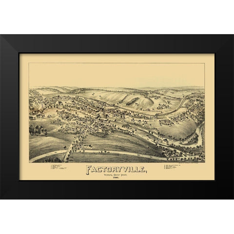 Factoryville Pennsylvania - Fowler 1891 Black Modern Wood Framed Art Print by Fowler
