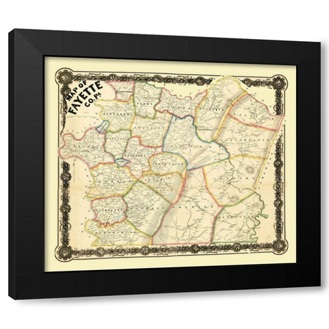 Fayette County Pennsylvania - 1858 Black Modern Wood Framed Art Print by Unknown