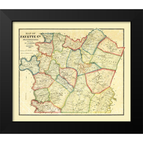 Fayette County Pennsylvania - Barnes 1865 Black Modern Wood Framed Art Print by Barnes