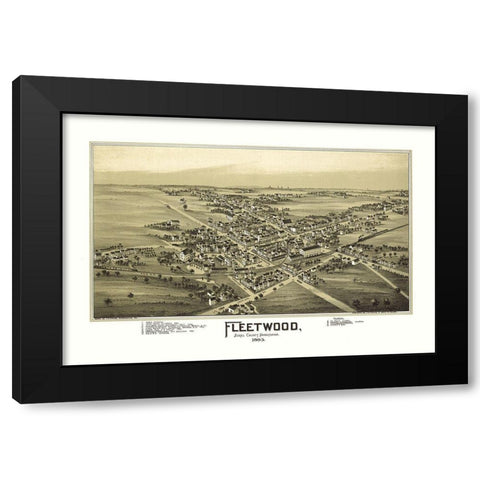 Fleetwood Pennsylvania - Fowler 1893 Black Modern Wood Framed Art Print by Fowler