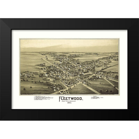 Fleetwood Pennsylvania - Fowler 1893 Black Modern Wood Framed Art Print by Fowler