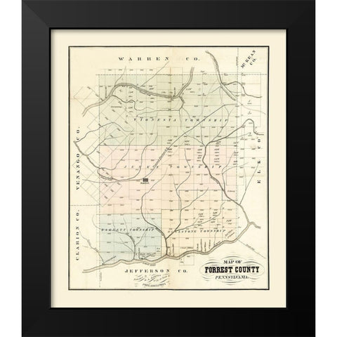 Forest County Pennsylvania - Barnes 1858 Black Modern Wood Framed Art Print by Barnes