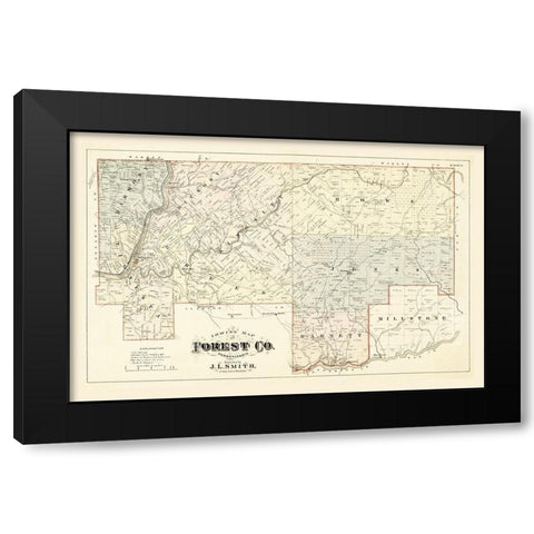 Forest County Pennsylvania - Smith 1876 Black Modern Wood Framed Art Print by Smith