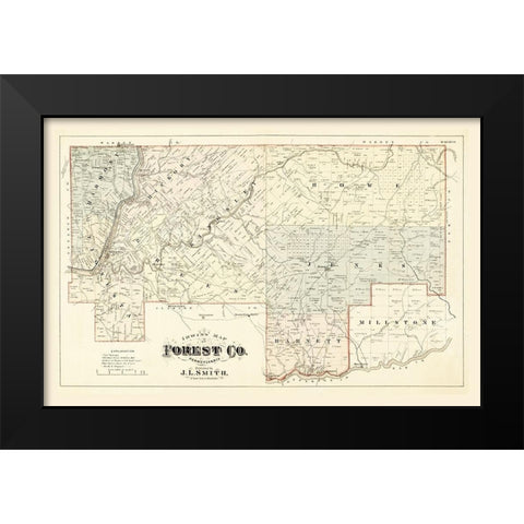 Forest County Pennsylvania - Smith 1876 Black Modern Wood Framed Art Print by Smith