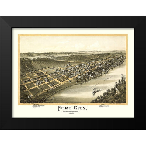 Ford City Pennsylvania - Fowler 1896 Black Modern Wood Framed Art Print by Fowler