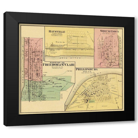 Freedom, Saint Clair Pennsylvania Landowner Black Modern Wood Framed Art Print by Hayes