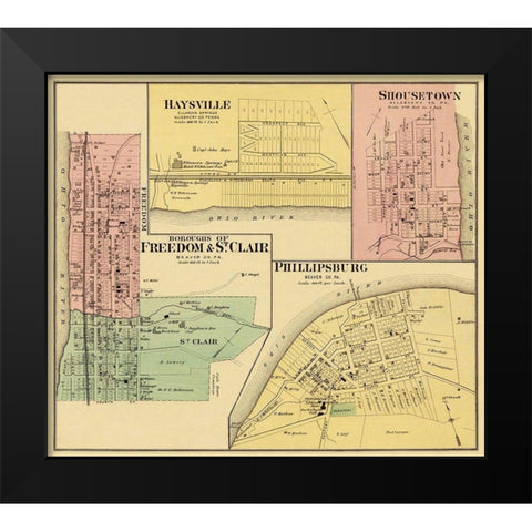 Freedom, Saint Clair Pennsylvania Landowner Black Modern Wood Framed Art Print by Hayes