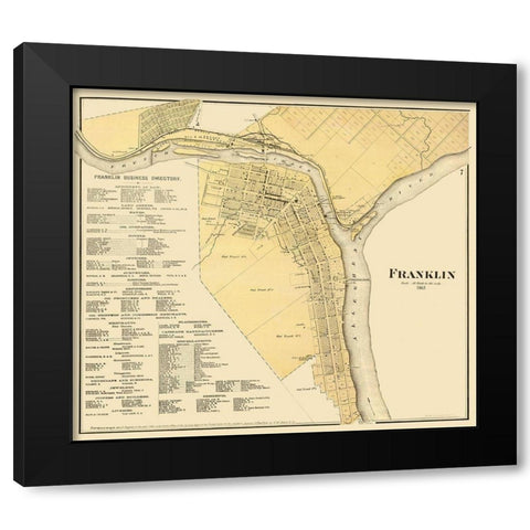 Franklin Pennsylvania - Mayer 1865 Black Modern Wood Framed Art Print by Mayer