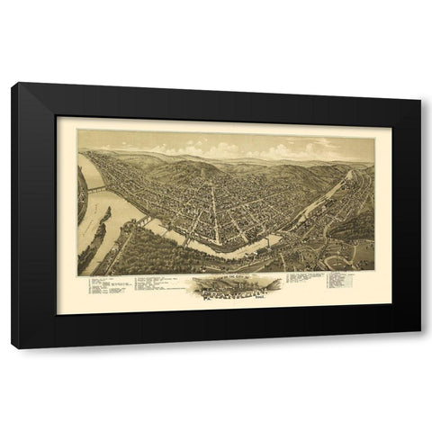 Franklin Pennsylvania - Fowler 1901 Black Modern Wood Framed Art Print with Double Matting by Fowler