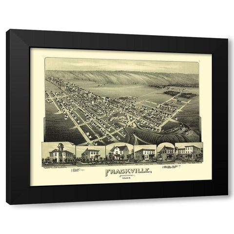 Frackville Pennsylvania - Fowler 1889 Black Modern Wood Framed Art Print with Double Matting by Fowler