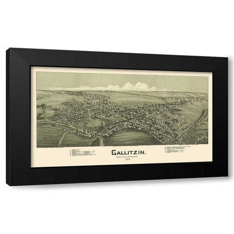 Gallitzin Pennsylvania - Fowler 1901 Black Modern Wood Framed Art Print by Fowler