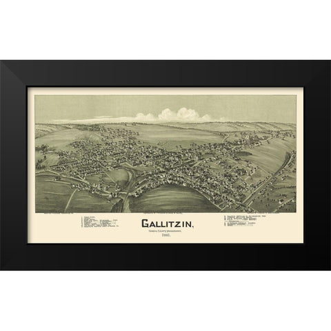 Gallitzin Pennsylvania - Fowler 1901 Black Modern Wood Framed Art Print by Fowler