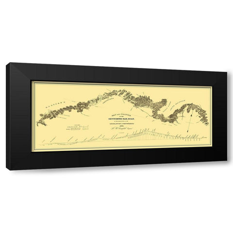 Gettysburg Railroad - Campbell 1839 Black Modern Wood Framed Art Print with Double Matting by Campbell