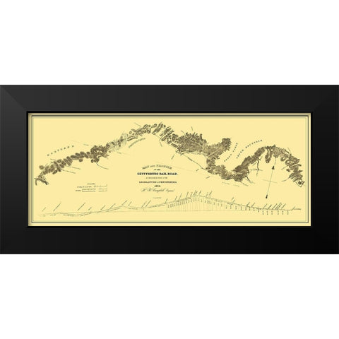 Gettysburg Railroad - Campbell 1839 Black Modern Wood Framed Art Print by Campbell
