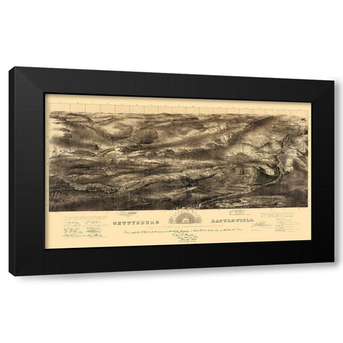 Gettysburg Pennsylvania - Badulder 1863 Black Modern Wood Framed Art Print with Double Matting by Badulder