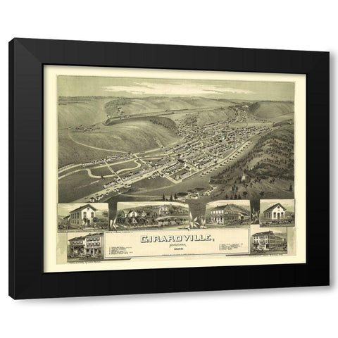 Girardville Pennsylvania - Fowler 1889 Black Modern Wood Framed Art Print with Double Matting by Fowler