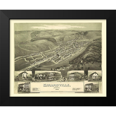 Girardville Pennsylvania - Fowler 1889 Black Modern Wood Framed Art Print by Fowler