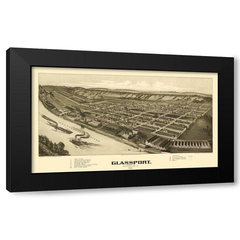 Glassport Pennsylvania - Fowler 1902 Black Modern Wood Framed Art Print by Fowler