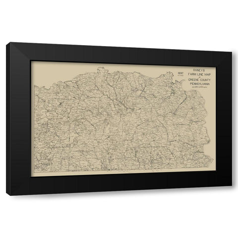 Greene County Pennsylvania - Rainey 1897 Black Modern Wood Framed Art Print with Double Matting by Rainey