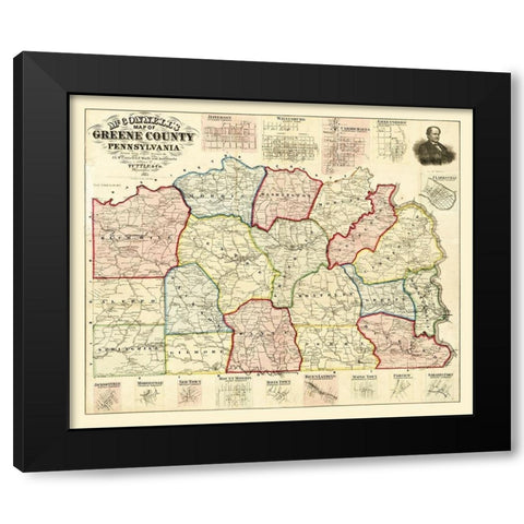 Greene County Pennsylvania - McConnell 1865 Black Modern Wood Framed Art Print with Double Matting by McConnell
