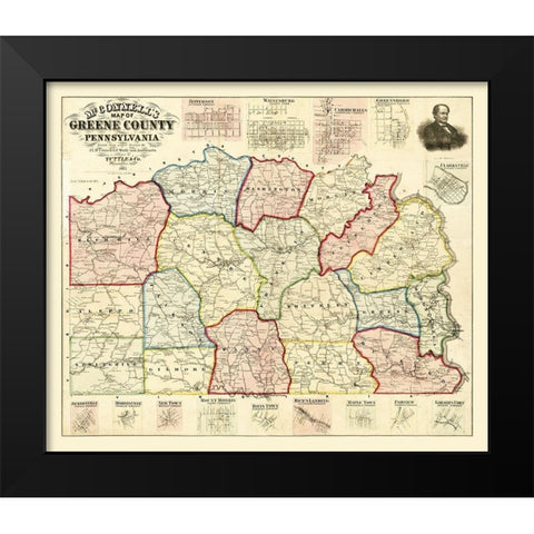 Greene County Pennsylvania - McConnell 1865 Black Modern Wood Framed Art Print by McConnell