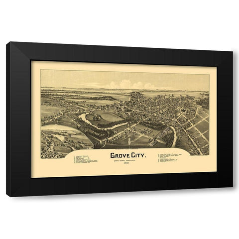 Grove City Pennsylvania - Fowler 1901 Black Modern Wood Framed Art Print with Double Matting by Fowler