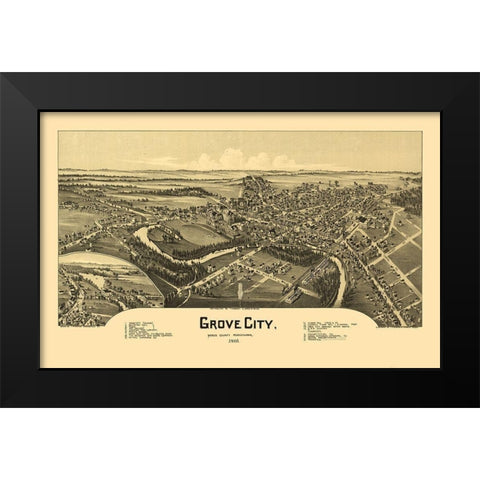 Grove City Pennsylvania - Fowler 1901 Black Modern Wood Framed Art Print by Fowler
