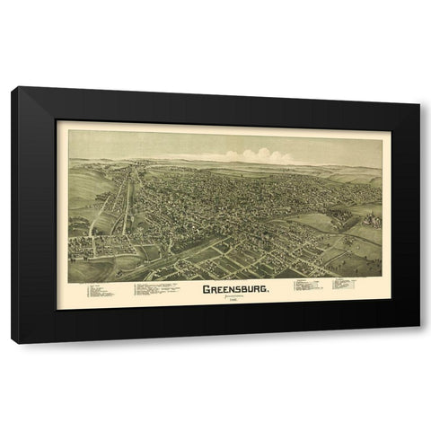 Greensburg Pennsylvania - Fowler 1901 Black Modern Wood Framed Art Print by Fowler