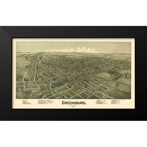 Greensburg Pennsylvania - Fowler 1901 Black Modern Wood Framed Art Print by Fowler